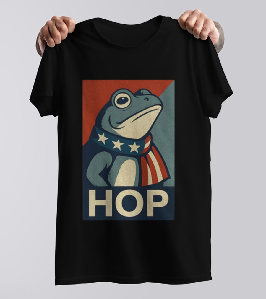 Portland HOP Frog Anti Fascist Political Parody Retro American Flag Style T-Shirt