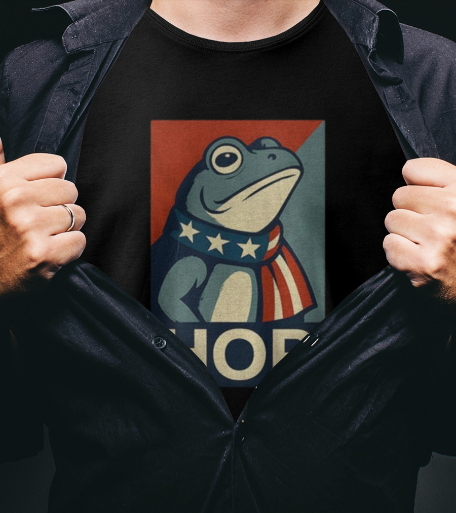 Portland HOP Frog Anti Fascist Political Parody Retro American Flag Style T-Shirt