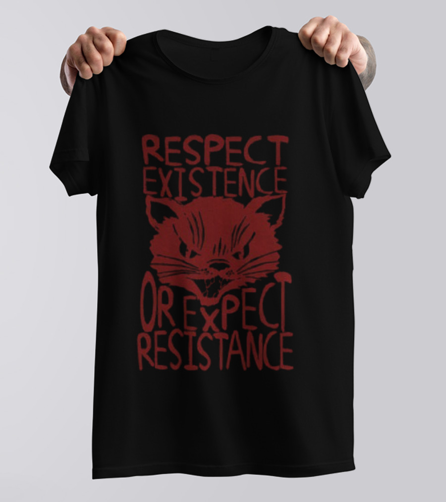 Sabo Tabby Respect Existence Or Expect Resistance Punk Leftist Socialist Cat T-Shirt