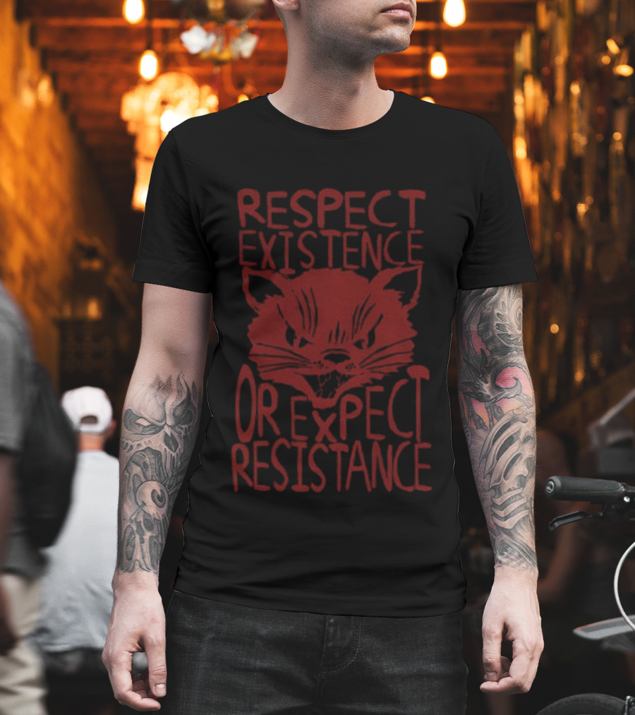 Sabo Tabby Respect Existence Or Expect Resistance Punk Leftist Socialist Cat T-Shirt