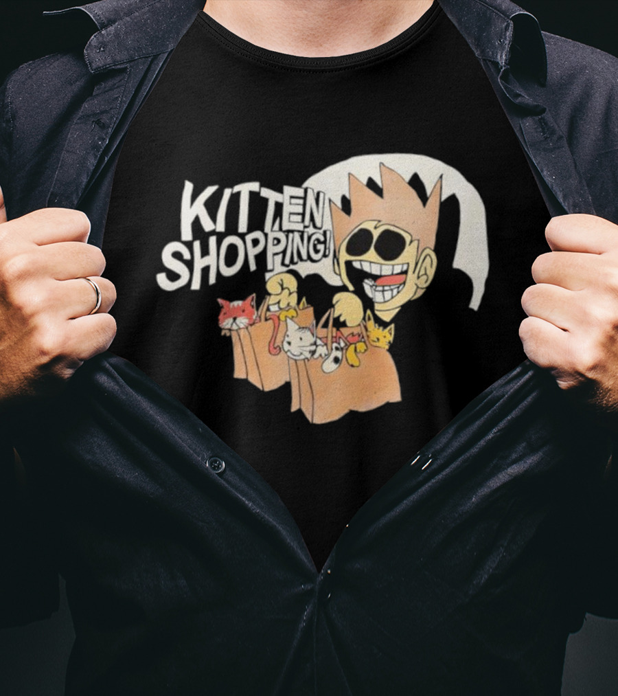 Tom Eddsworld Kitten Shopping Bags With Kittens Playful Cartoon Illustration T-Shirt