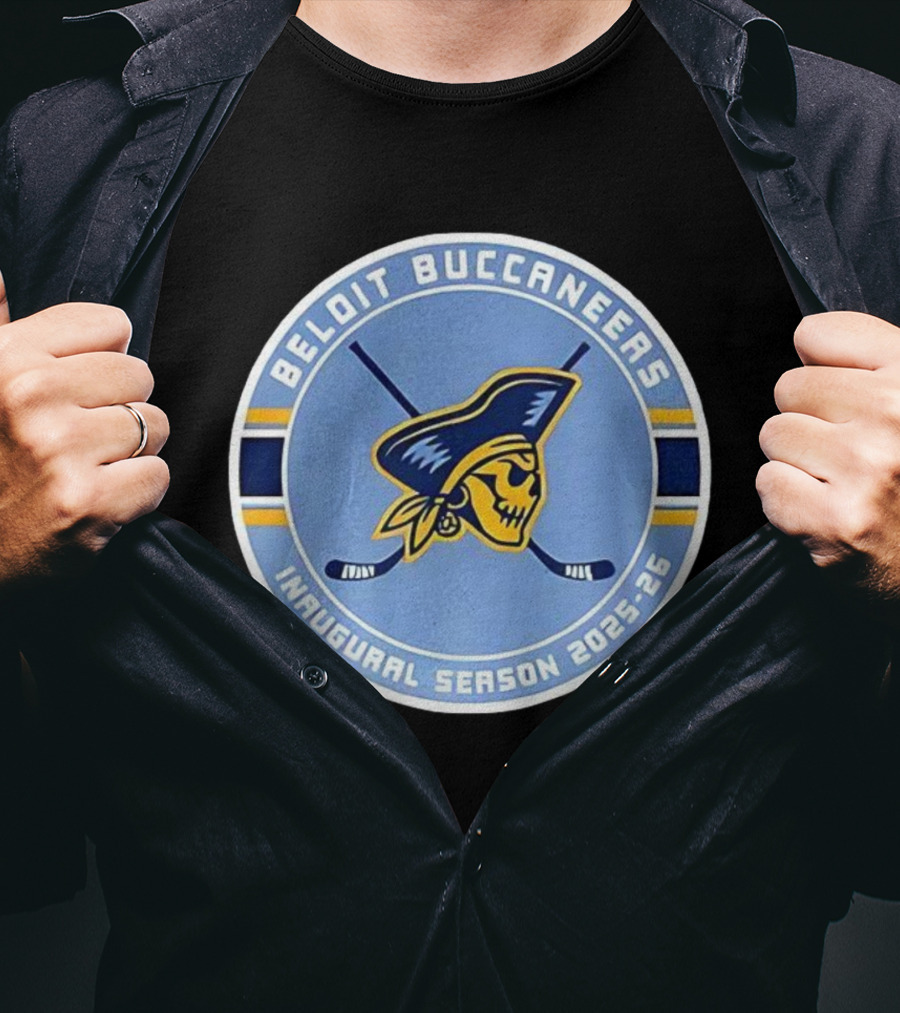 Beloit Buccaneers Inaugural Season 2025-2026 Hockey Team Skull Pirate Logo T-Shirt