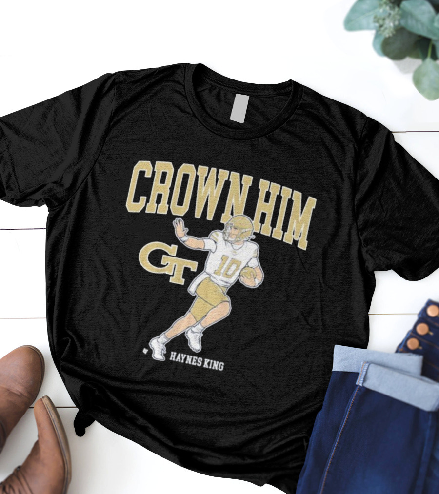 Crown Him GT 10 Georgia Tech Yellow Jackets Football T-Shirt