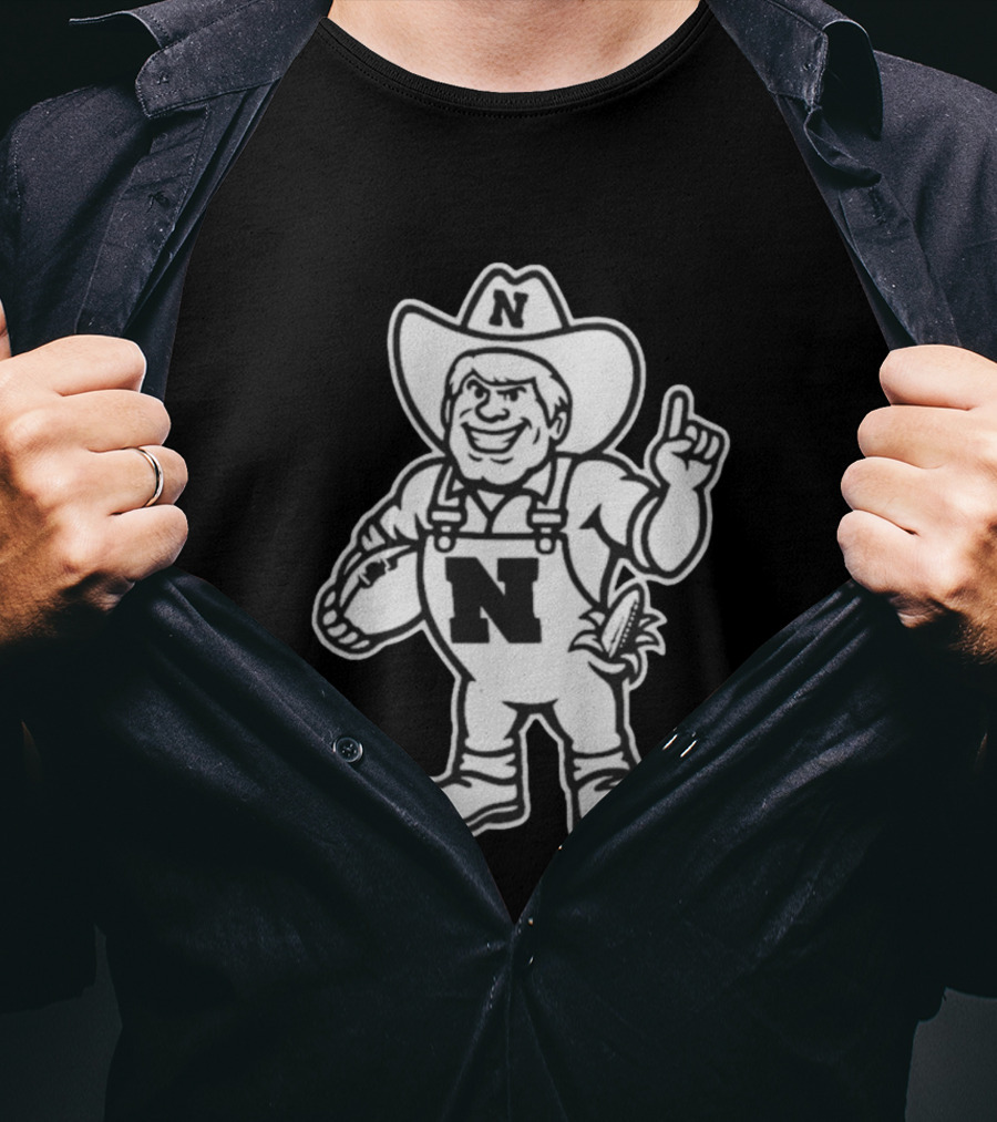 Nebraska Cornhuskers Herbie Husker Mascot Coach Matt Rhule Football T-Shirt