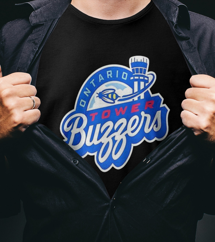 Ontario Tower Buzzers Blue Red Yellow Aviation Theme T-Shirt