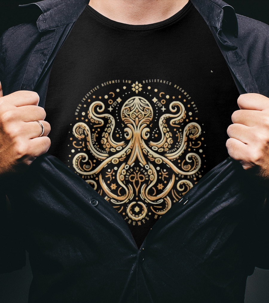 Subtle FDT Octopus Anti Fascist Design Resistance Becomes Duty T-Shirt