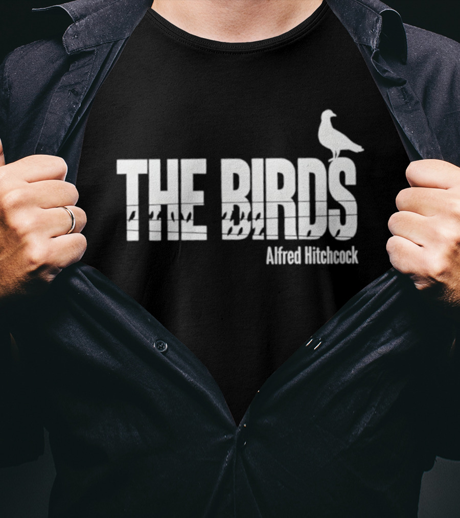 THE BIRDS Alfred Hitchcock Bird Silhouette T-Shirt