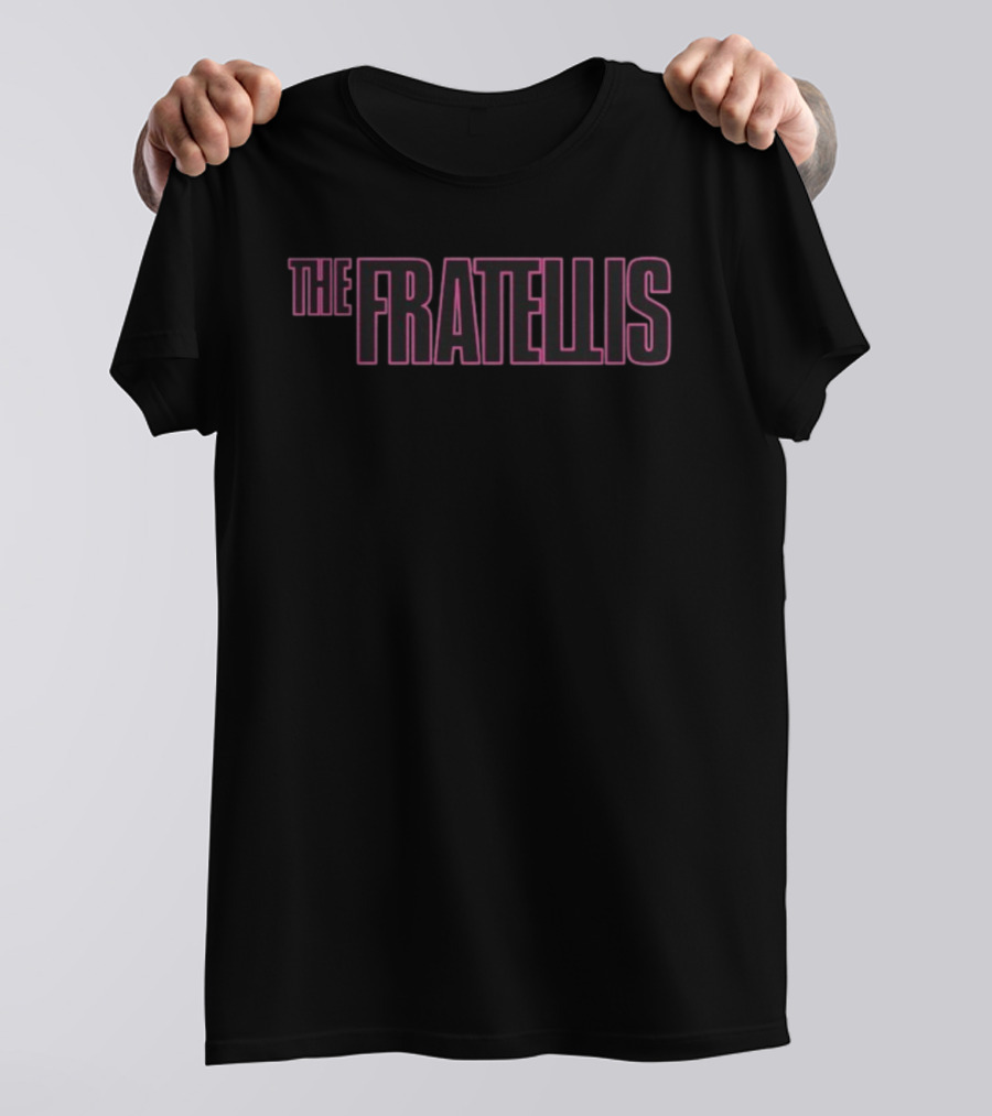 The Fratellis Band Name Text Styled In Bold Black And Pink Outline T-Shirt