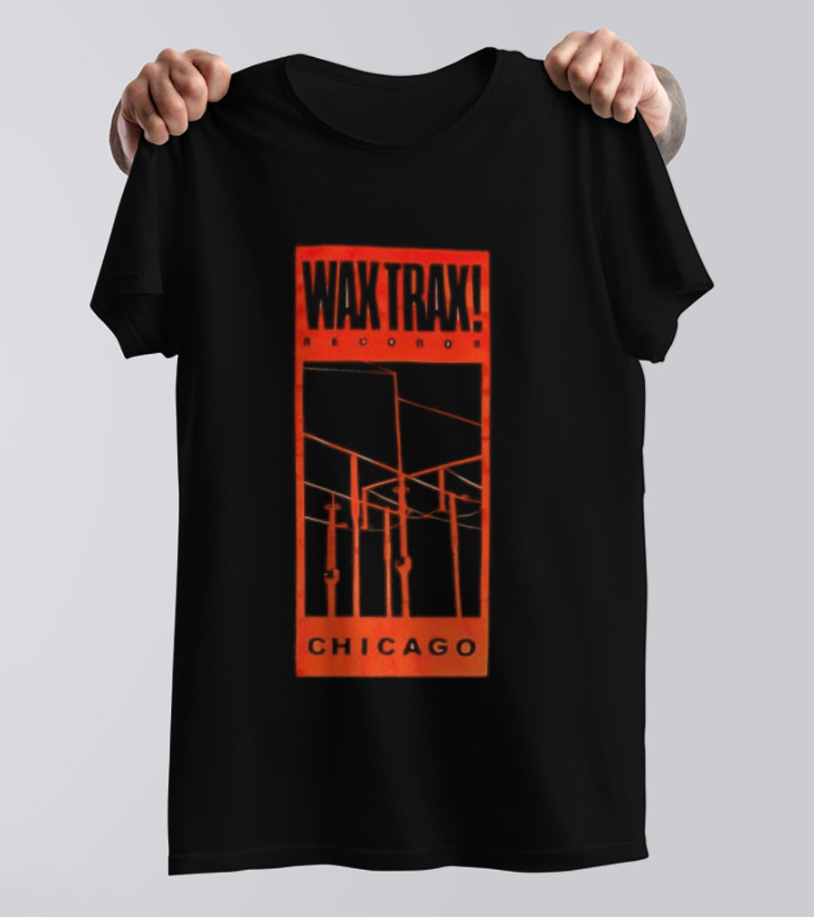 Wax Trax Chicago Skyline Power Lines T-Shirt
