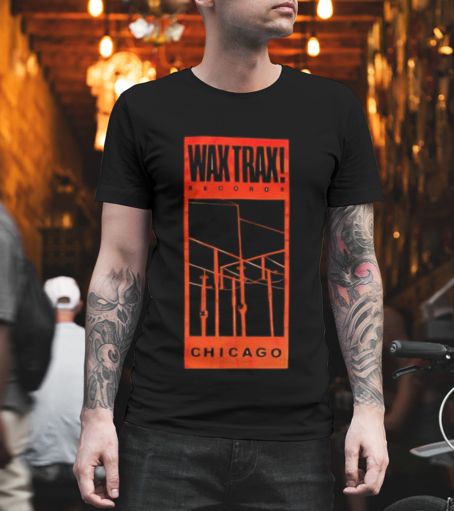 Wax Trax Chicago Skyline Power Lines T-Shirt