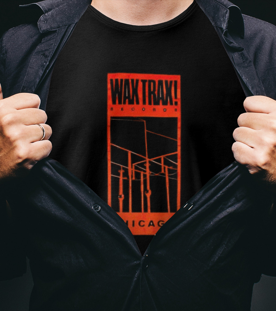 Wax Trax Chicago Skyline Power Lines T-Shirt