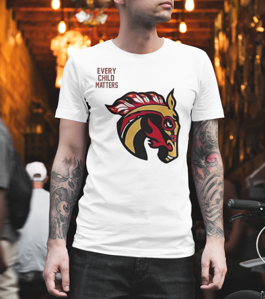 Calgary Wranglers Indigenous Heritage Every Child Matters Chinki Goodstoney T-Shirt