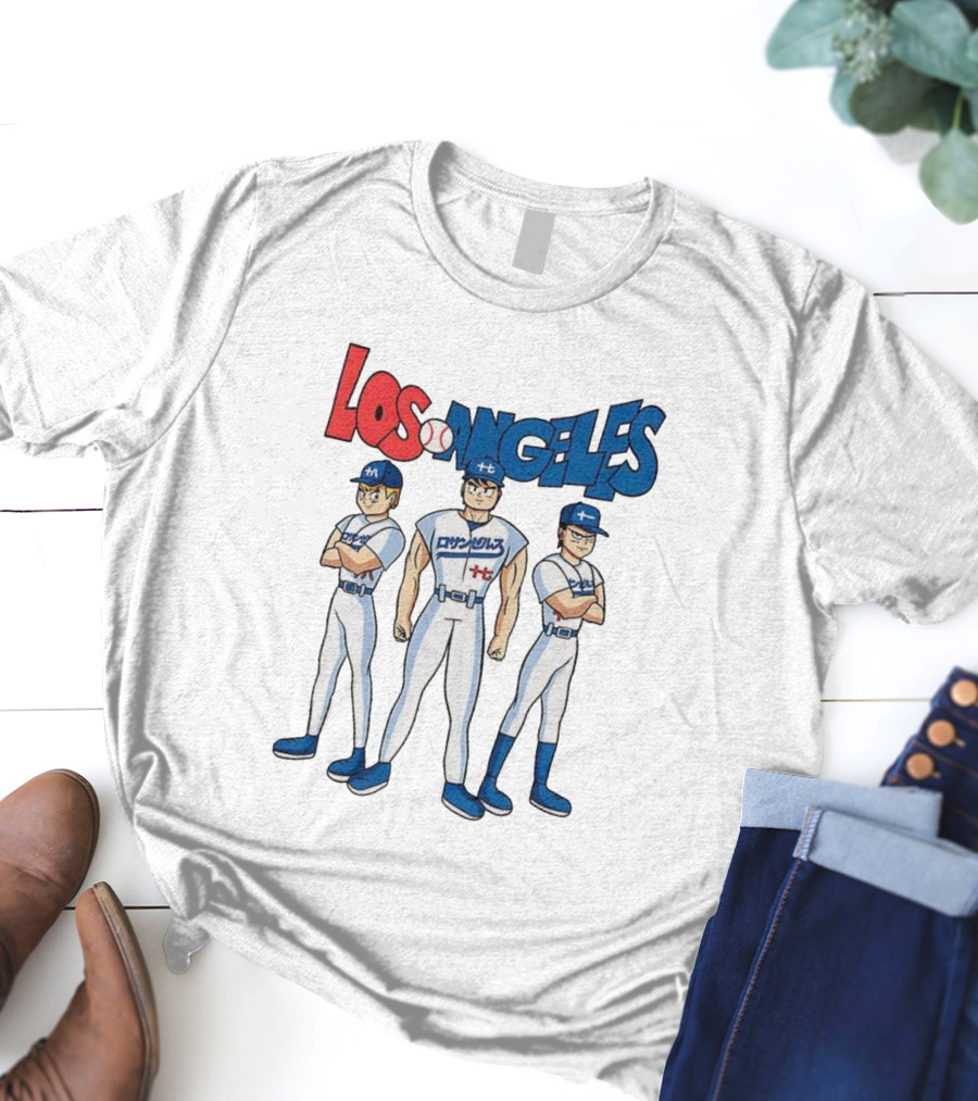 Los Angeles Baseball Z Anime Crossover Characters T-Shirt