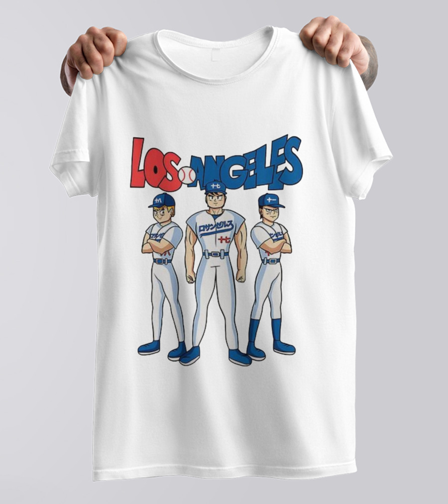 Los Angeles Baseball Z Anime Crossover Characters T-Shirt