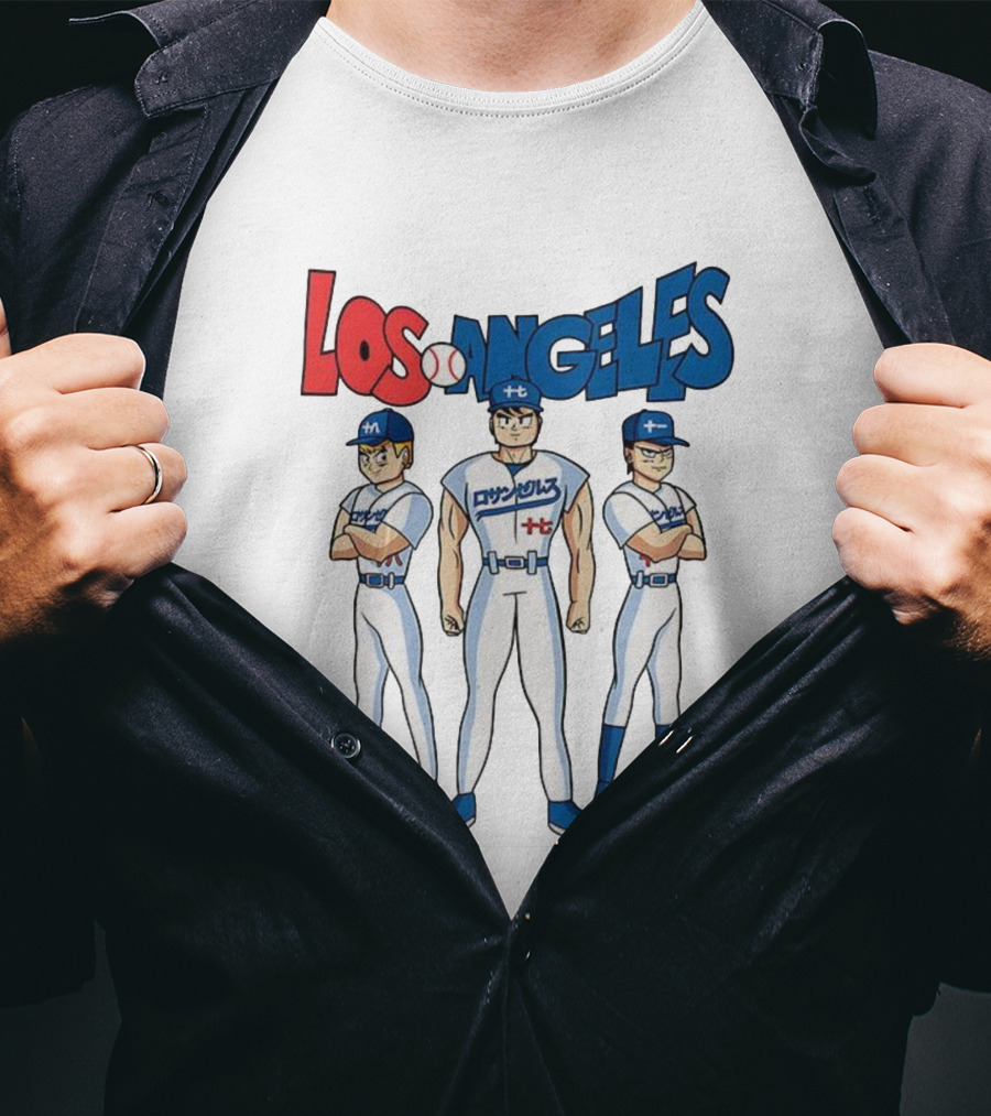 Los Angeles Baseball Z Anime Crossover Characters T-Shirt