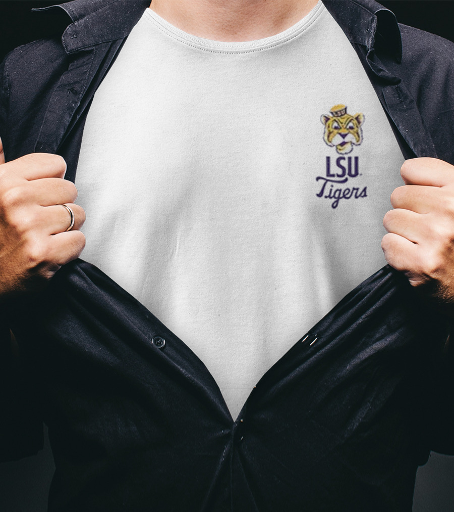 LSU Tigers Fighting Tigers 1860 Big And Tall Mascot Overlay Essential Retro Mike The Tiger T-Shirt