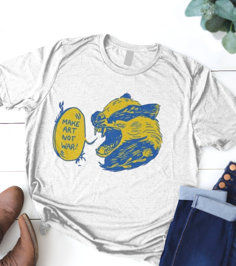 Make Art Not War Angry Wolverine Print T-Shirt