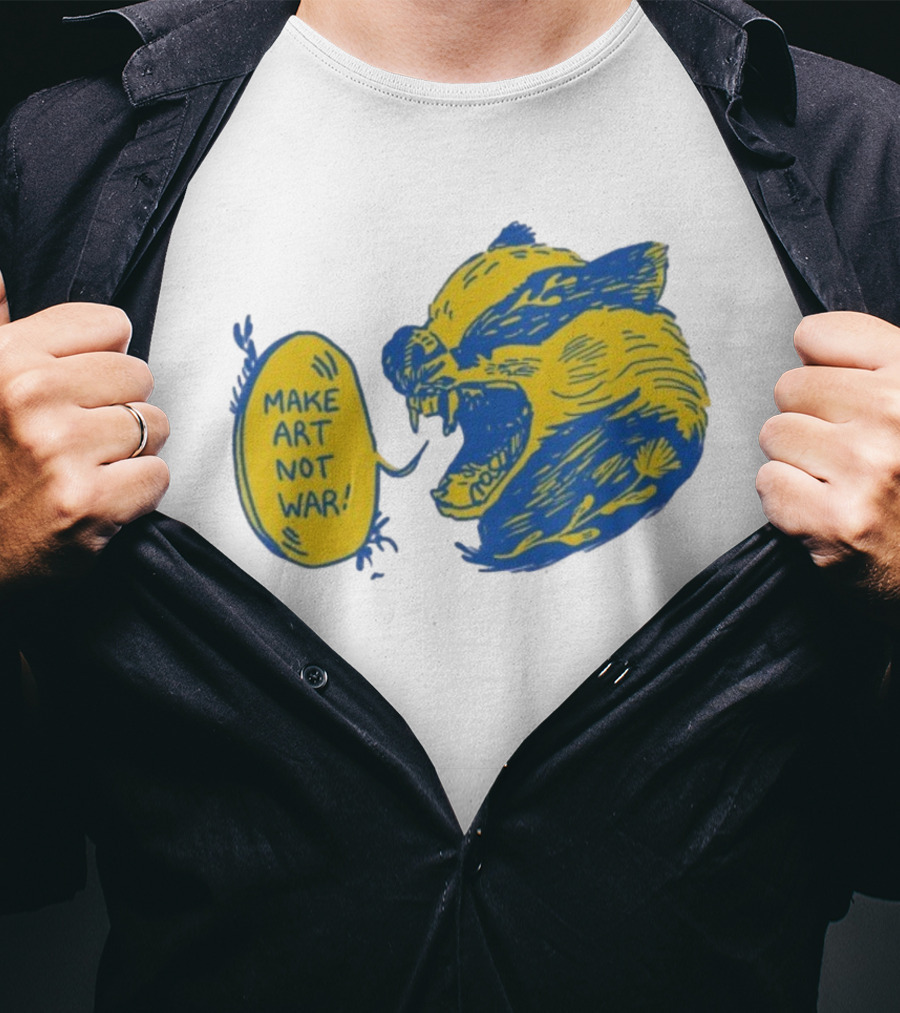 Make Art Not War Angry Wolverine Print T-Shirt