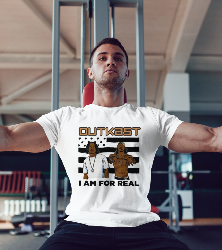 Outkast I Am For Real Flag Comic Style Duo Graphic T-Shirt