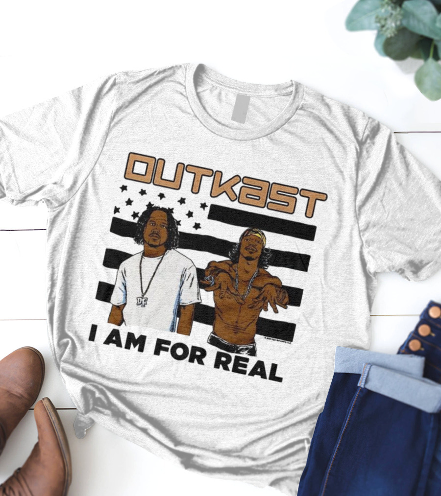Outkast I Am For Real Flag Comic Style Duo Graphic T-Shirt