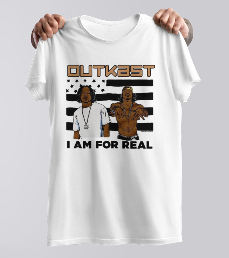 Outkast I Am For Real Flag Comic Style Duo Graphic T-Shirt