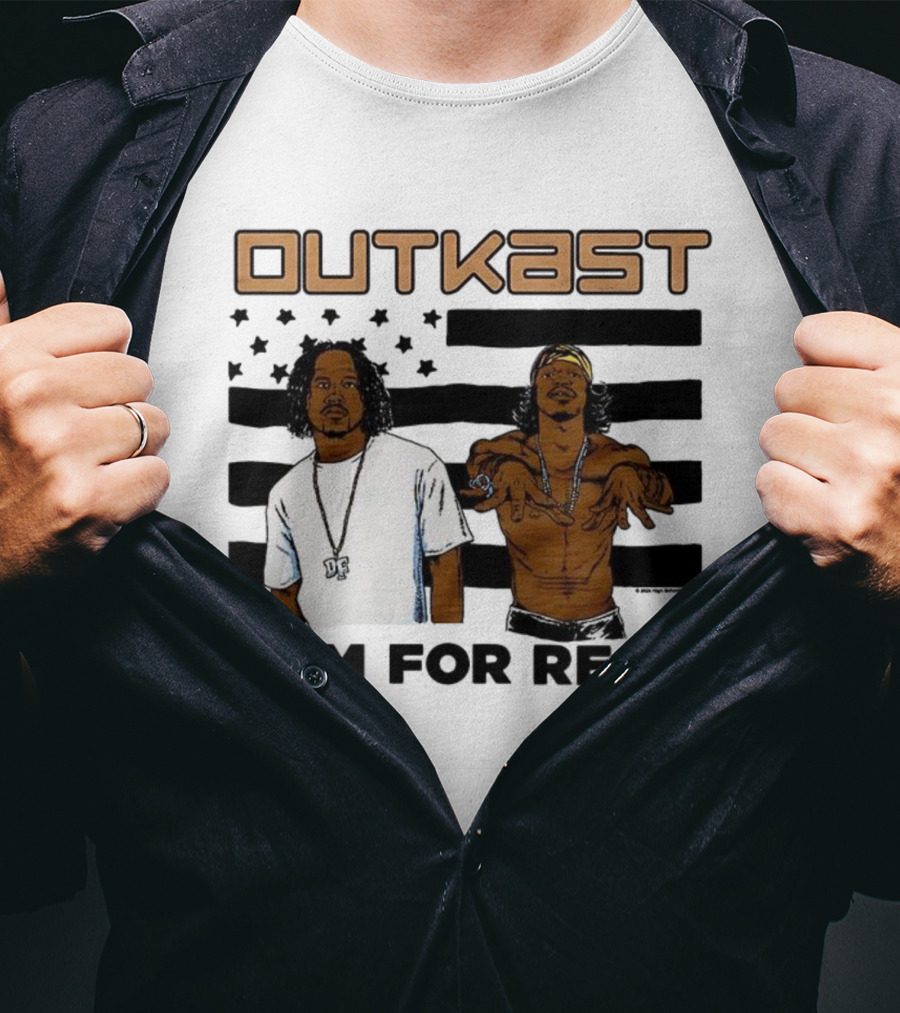 Outkast I Am For Real Flag Comic Style Duo Graphic T-Shirt