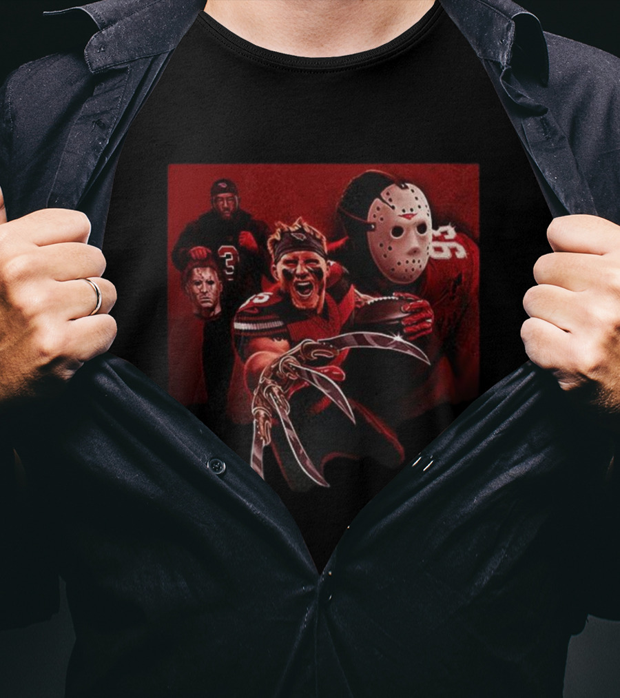 Arizona Cardinals 2025 Halloween Horror Football Mashup Freddy Jason Michael Myers Sports Fan Gear T-Shirt