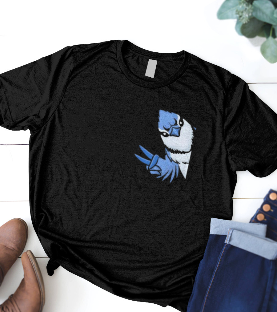 Blue Jay Cyanocitta Cristata Peace Gesture T-Shirt