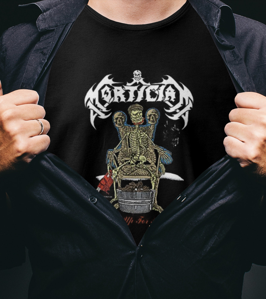 Corticia Skeleton Throne Barbeque Roasted Organs Shredded Skin Human Meat T-Shirt