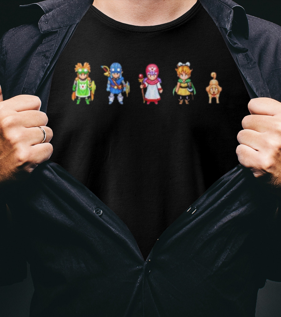 Dragon Quest I & II HD-2D Remake Pixel Heroes Iconic Game Characters T-Shirt