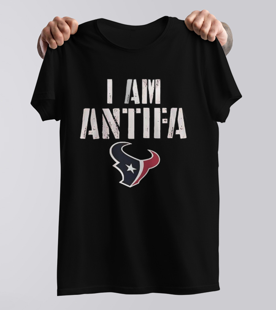 Houston Texans I Am Antifa Against Fascism NFL Team Symbol T-Shirt