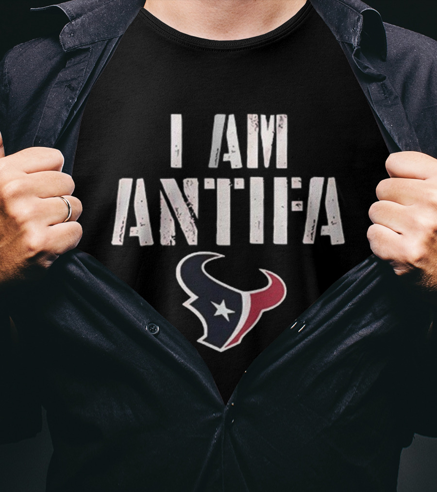Houston Texans I Am Antifa Against Fascism NFL Team Symbol T-Shirt