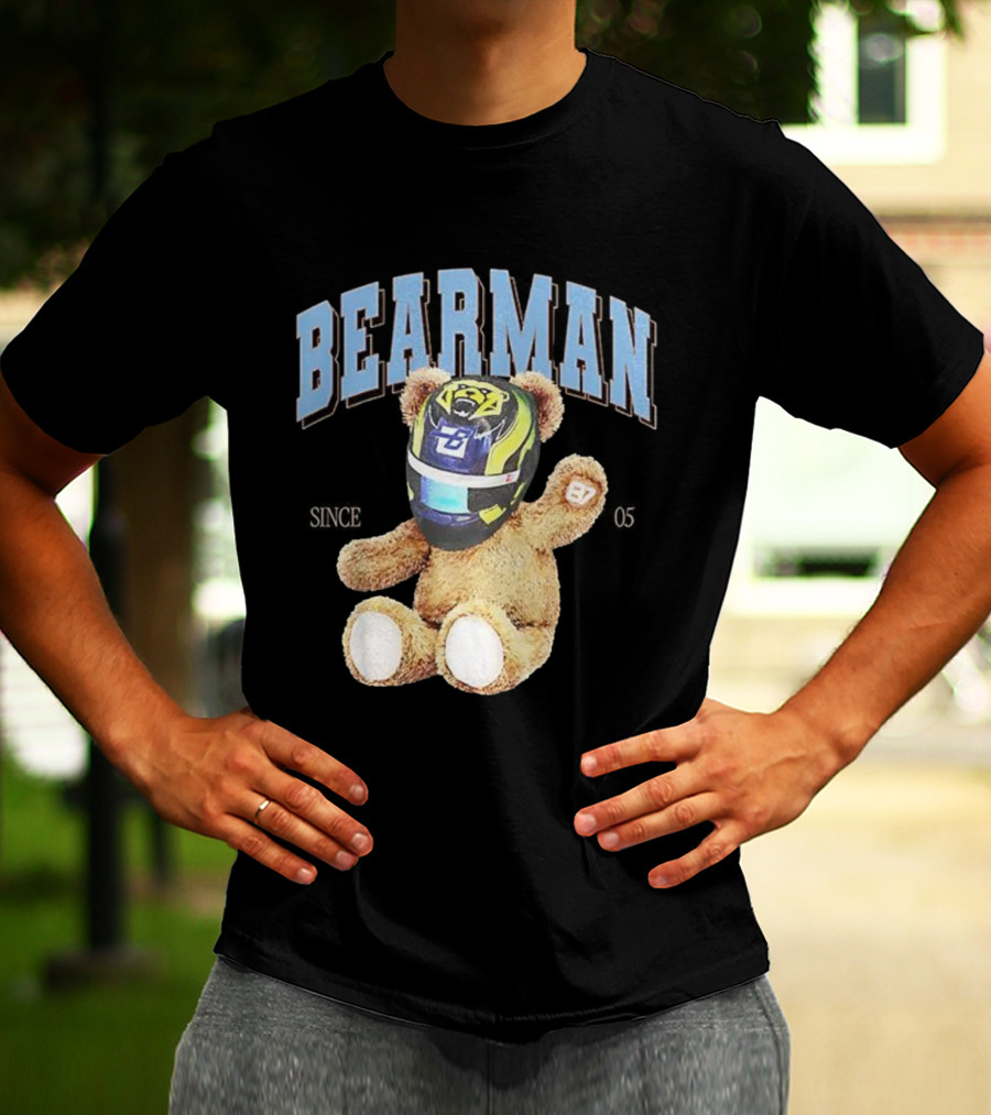 Bearman Teddy With F1 Racing Helmet T-Shirt