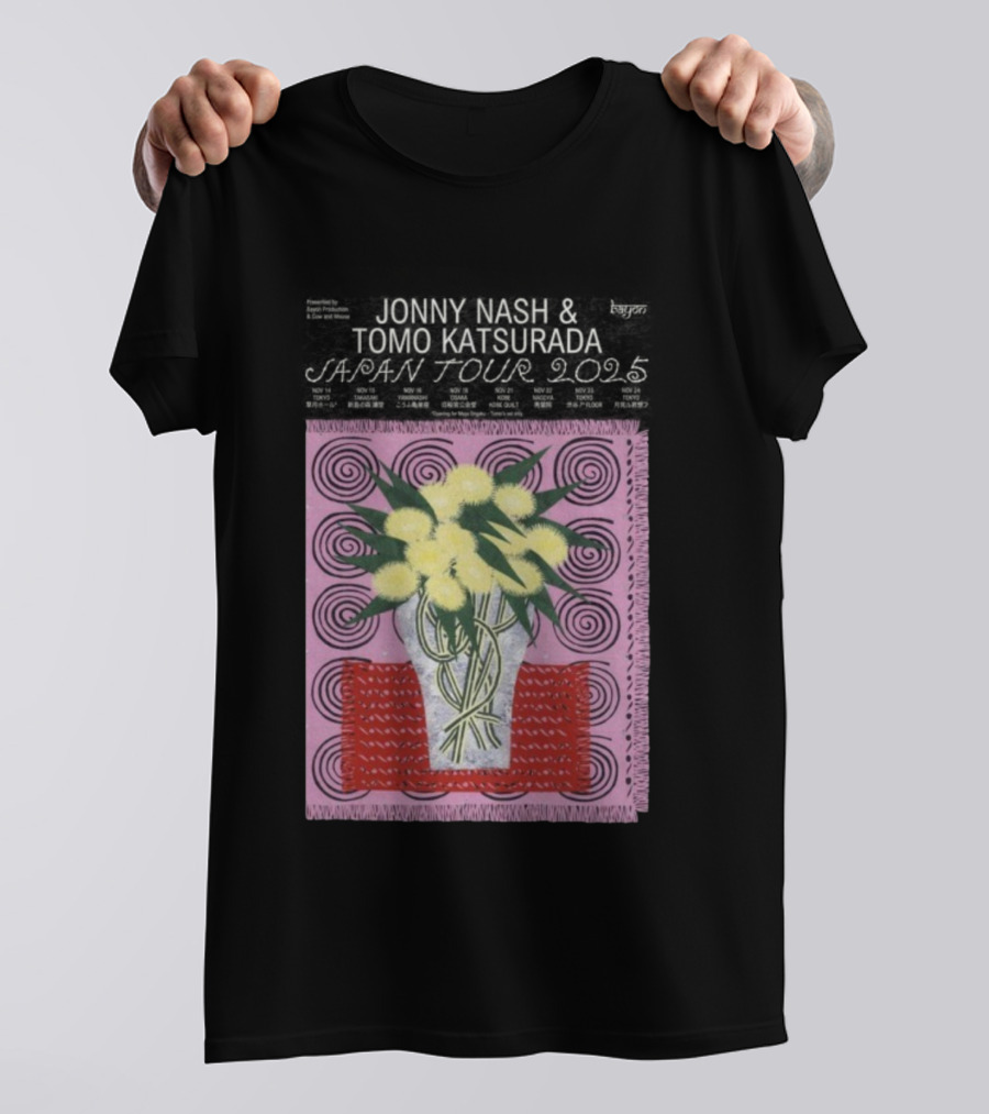 Tomo Katsurada X Jonny Nash Japan Tour 2025 Flowers Vase Art T-Shirt