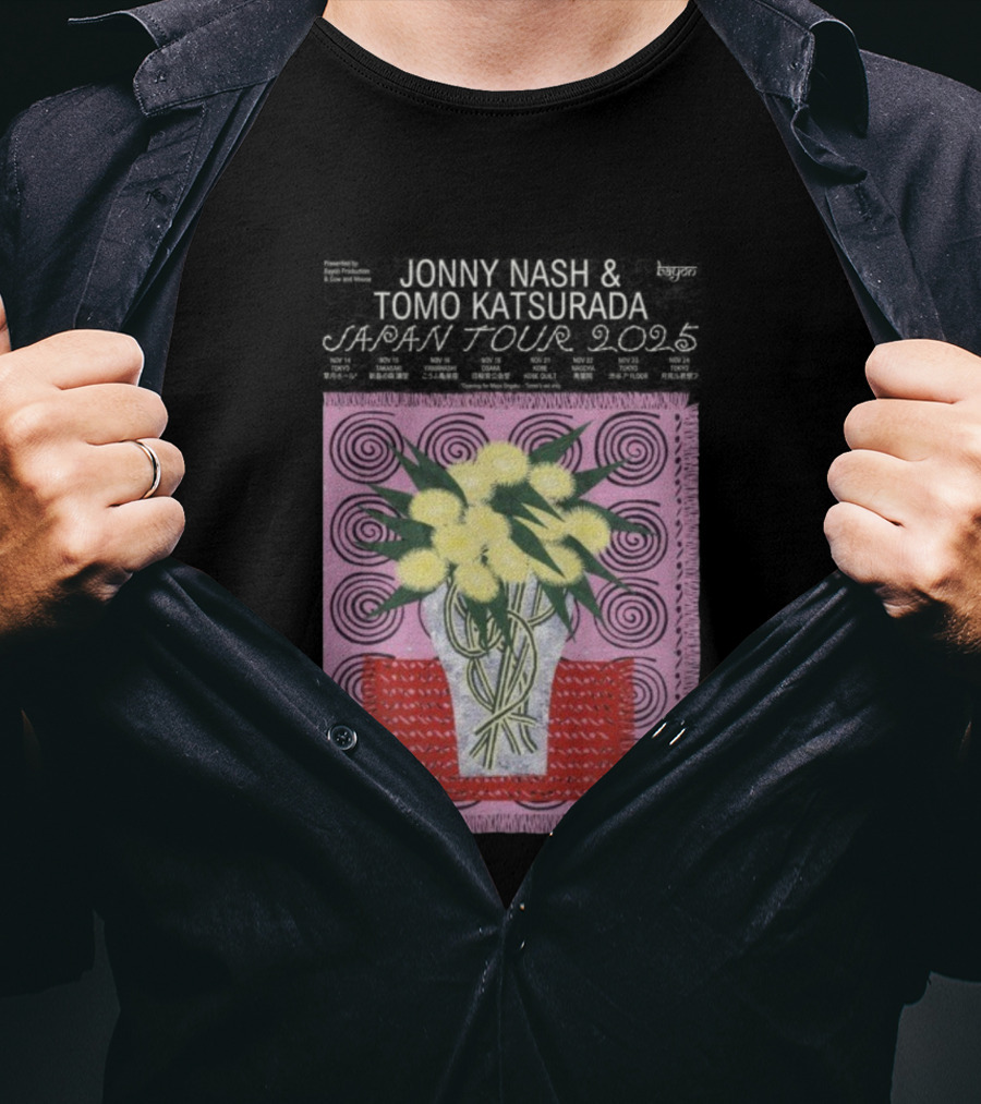 Tomo Katsurada X Jonny Nash Japan Tour 2025 Flowers Vase Art T-Shirt