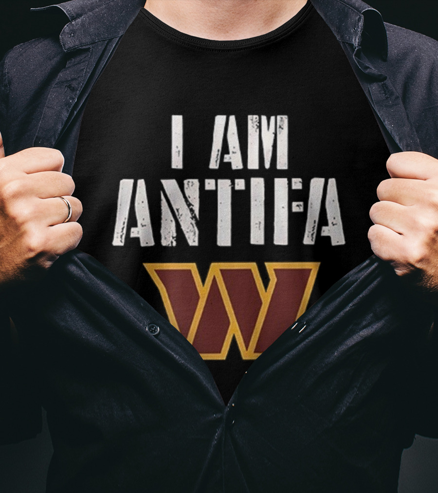 I AM ANTIFA Washington Commanders Against Fascism T-Shirt
