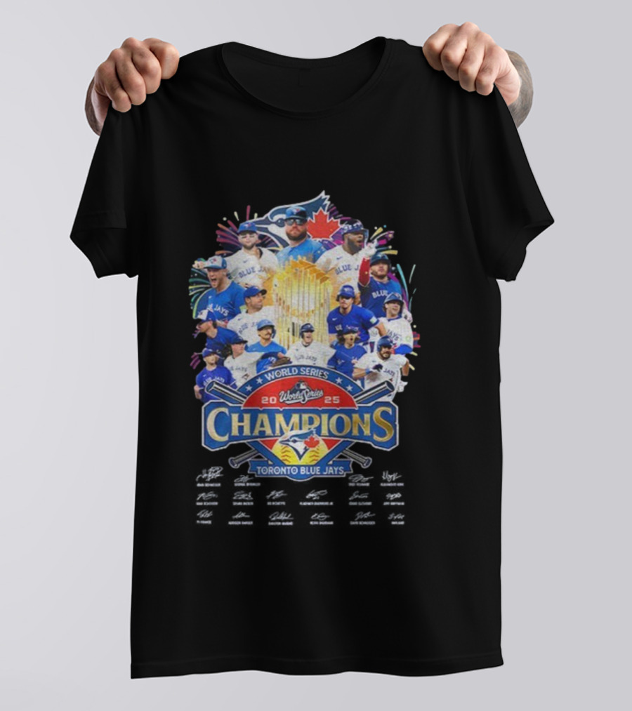 World Series 2025 Champions Toronto Blue Jays Signed MLB Players Celebration T-Shirt
