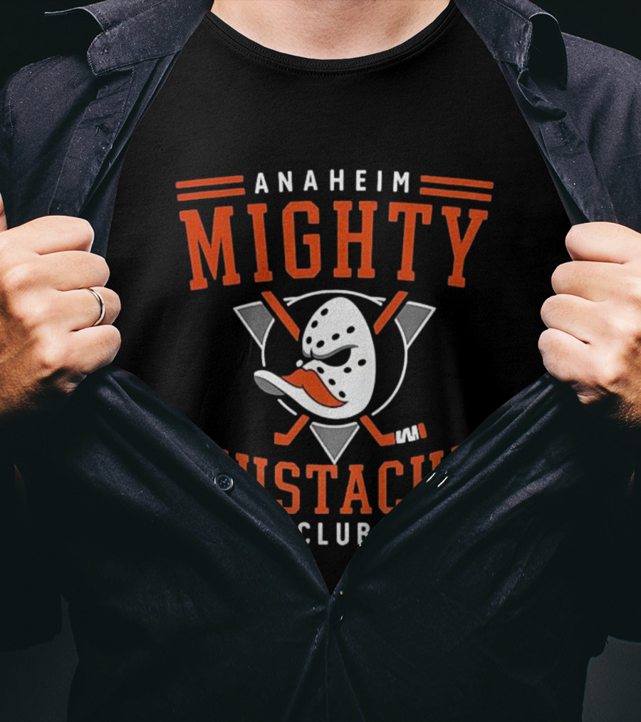 Anaheim Mighty Mustache Club Ducks Hockey Mask T-Shirt