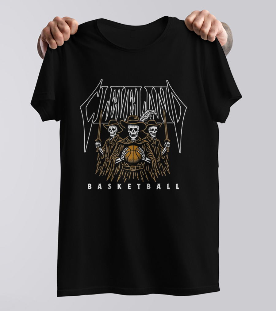 Cleveland Cavaliers Skeletons Halloween Basketball Trio T-Shirt