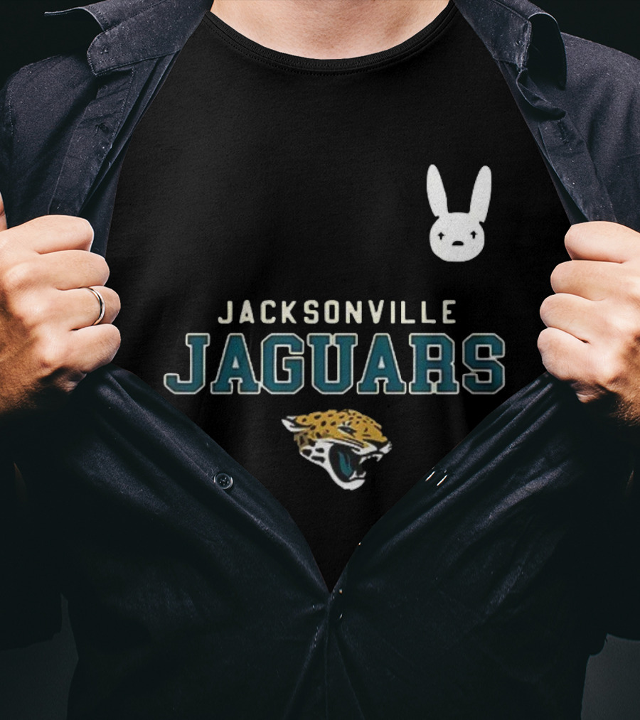 DTMF Bad Bunny Jacksonville Jaguars Collaboration With Mascot And Logo T-Shirt