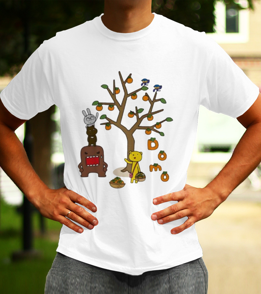 Domo Fall Harvest With Cartoon Characters And Persimmons T-Shirt