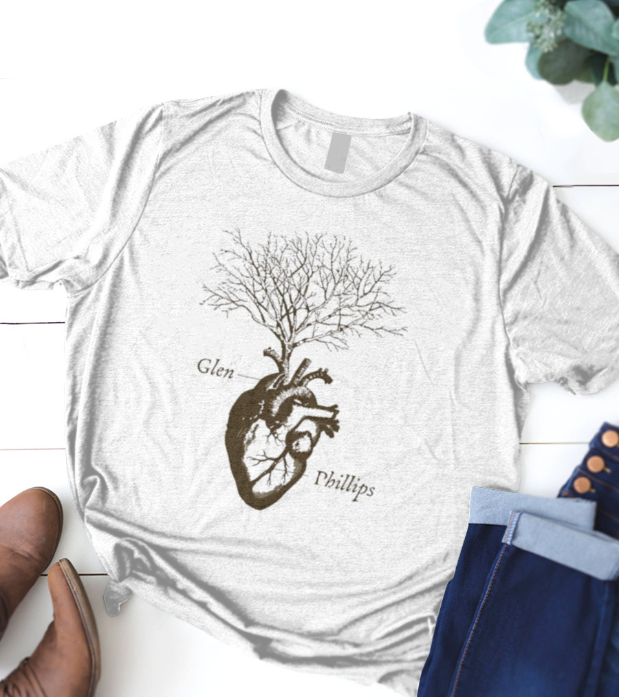 Glen Phillips Wooden Heart Tree Design T-Shirt