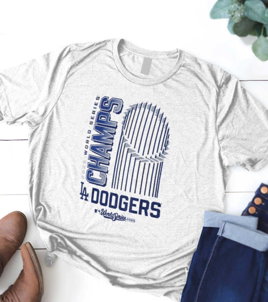Los Angeles Dodgers 2025 World Series Champs Trophy Logo T-Shirt