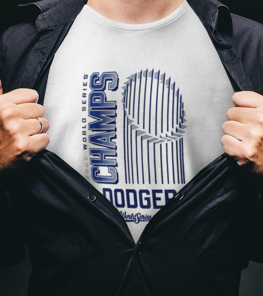 Los Angeles Dodgers 2025 World Series Champs Trophy Logo T-Shirt