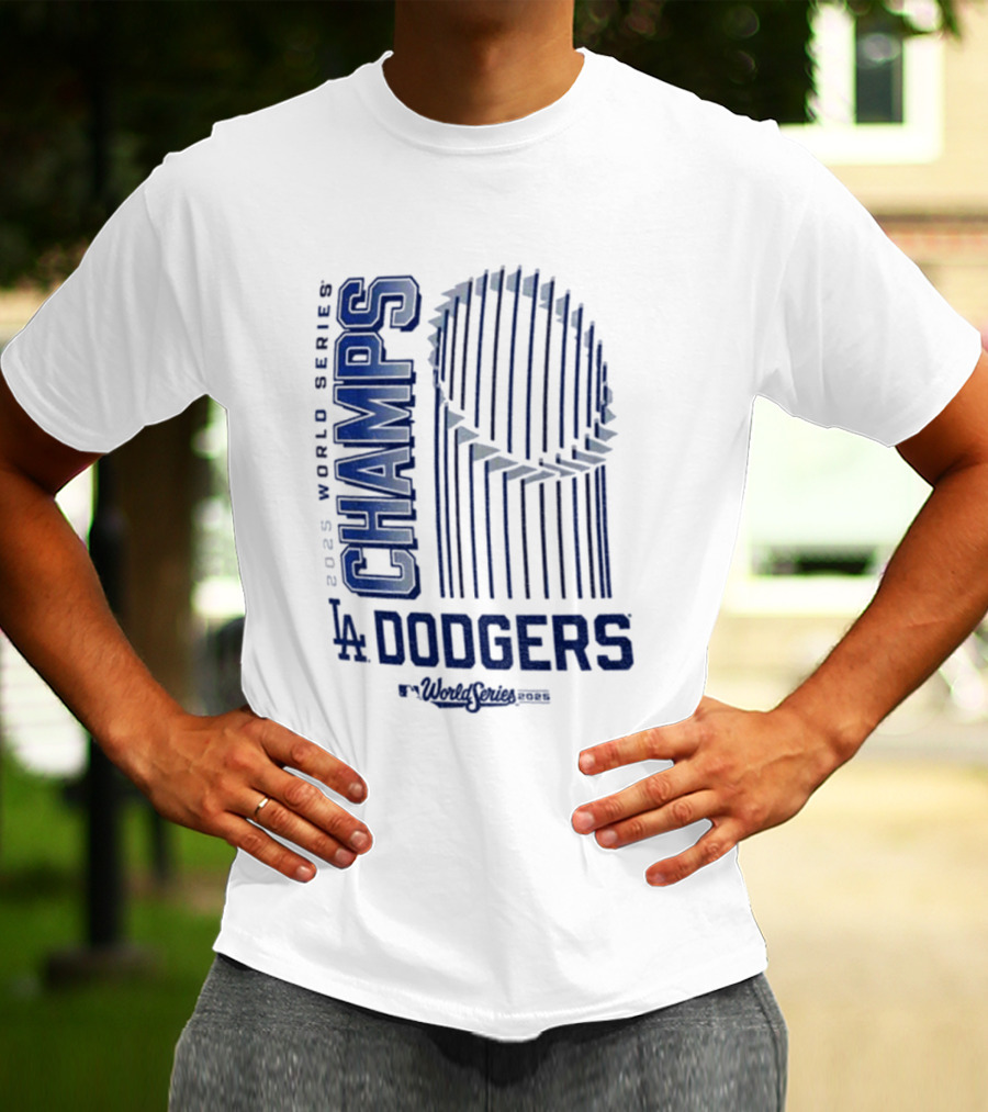 Los Angeles Dodgers 2025 World Series Champs Trophy Logo T-Shirt