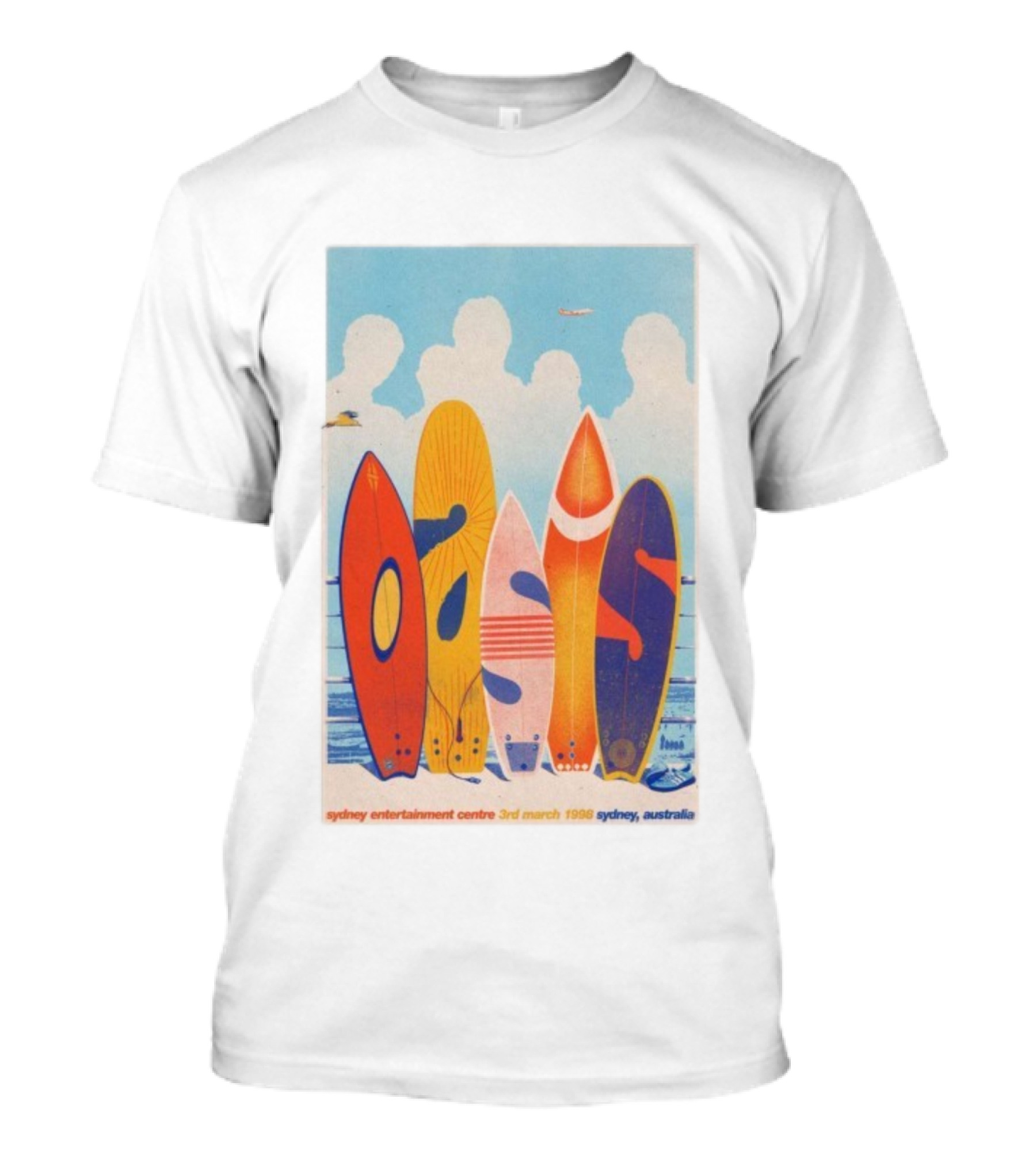 Oasis Sydney Entertainment Centre 3rd March 1998 Australia Surfboard Art T-Shirt