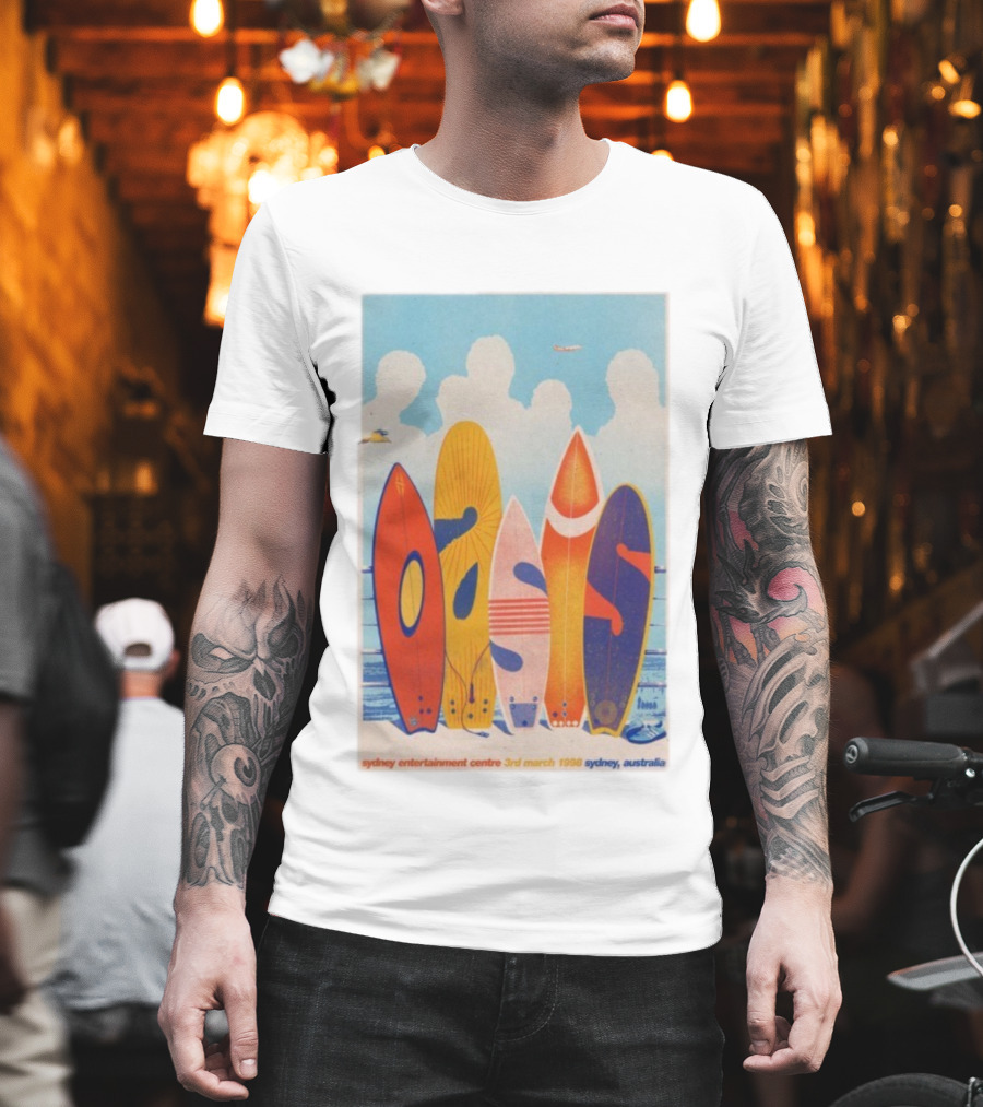 Oasis Sydney Entertainment Centre 3rd March 1998 Australia Surfboard Art T-Shirt