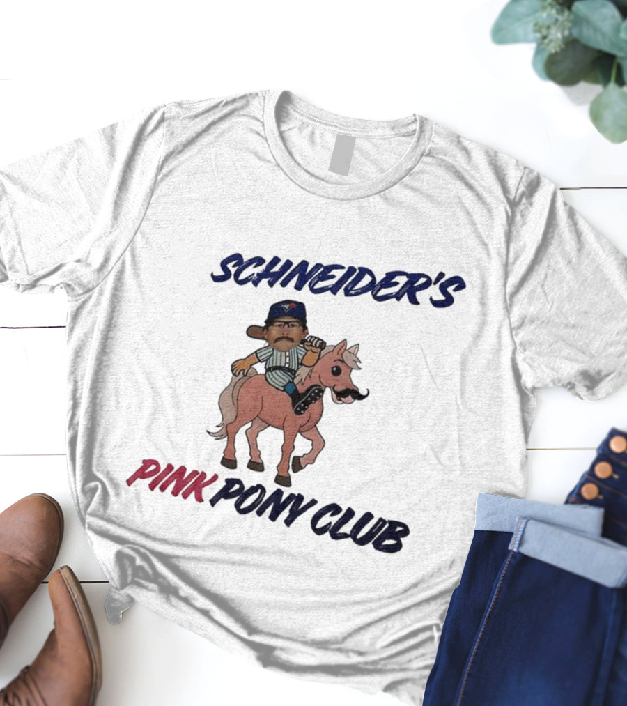 Schneider's Pink Pony Club Toronto Blue Jays Character Riding Cartoon Pony T-Shirt