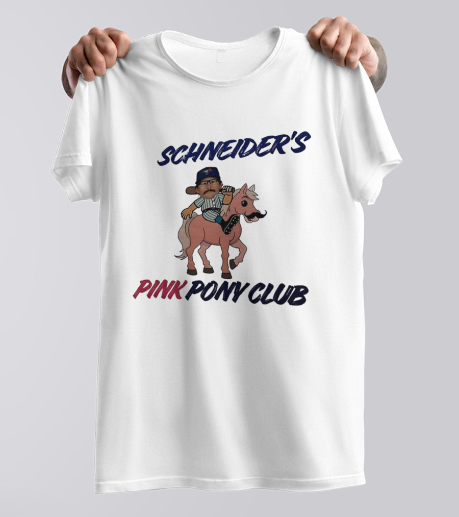 Schneider's Pink Pony Club Toronto Blue Jays Character Riding Cartoon Pony T-Shirt