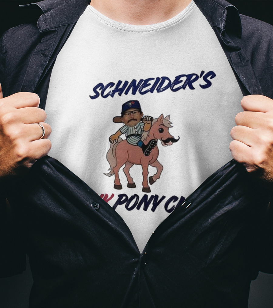 Schneider's Pink Pony Club Toronto Blue Jays Character Riding Cartoon Pony T-Shirt
